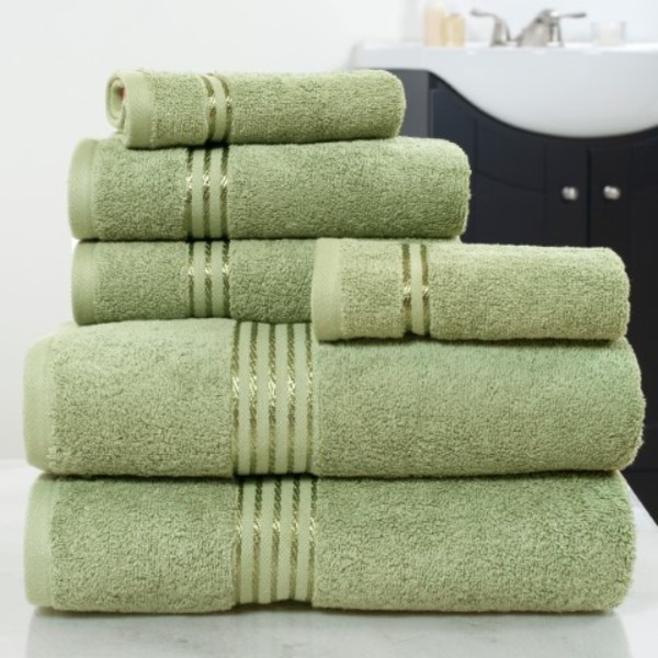 Hastings Home Hastings Home 100 Percent Cotton Hotel 6 Piece Towel Set - Green 533322HHP